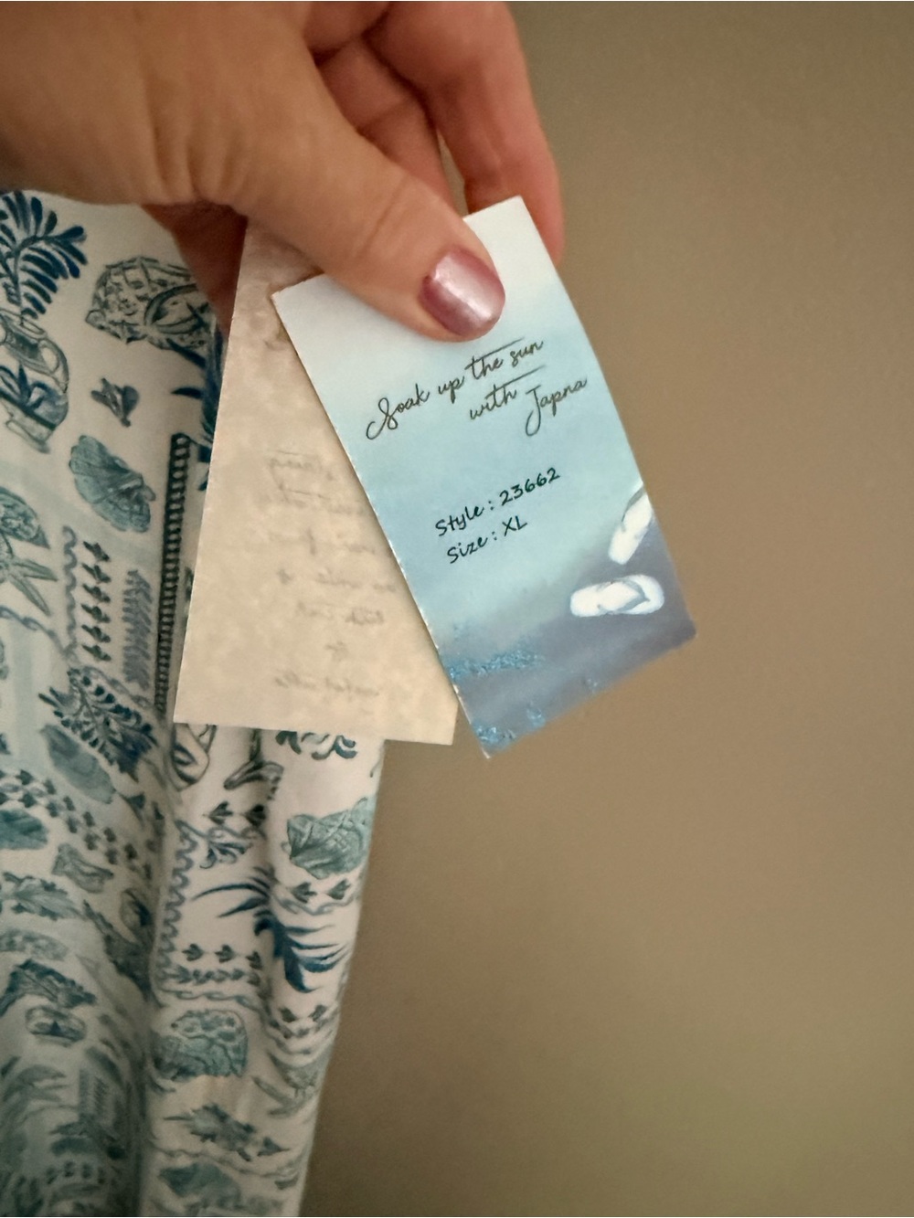 NWT Japna Sun Dress with Blue Seashell Print - Picture 4 of 5